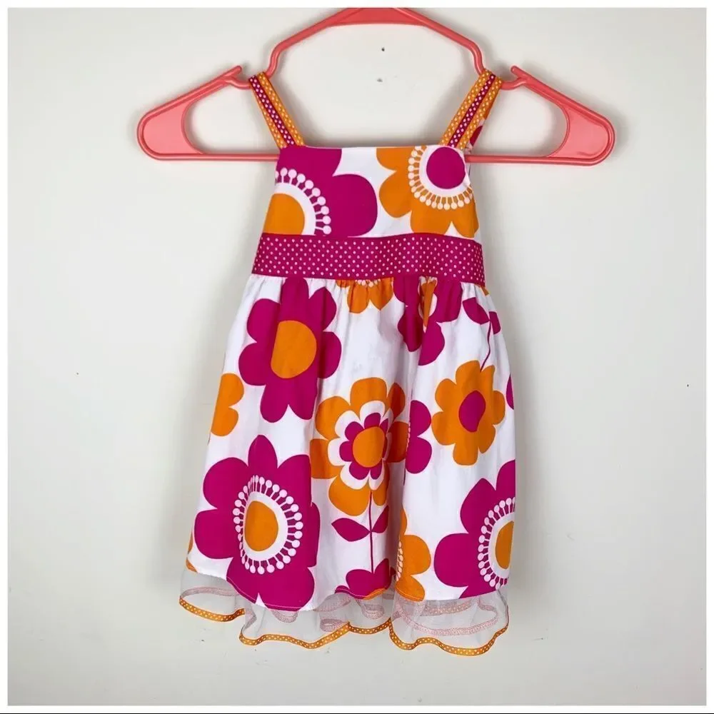 RARE EDITIONS Pink/White Floral Print Cotton Dress‎